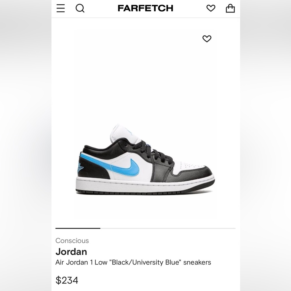 WOMENS AIR JORDAN 1 LOW “Black/University Blue” SNEAKER